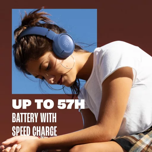 JBL Tune 520 BT Bluetooth fejhallgató, összecsukható, 57 órás akkumulátor, fekete