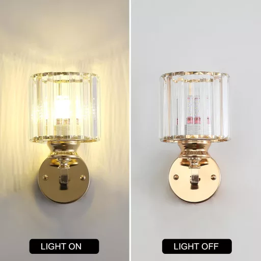 Aplică de perete Sxtiger din cristal, auriu roz, E27 LED, pentru dormitor, living, hol