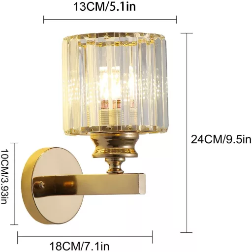 Aplică de perete Sxtiger din cristal, auriu roz, E27 LED, pentru dormitor, living, hol