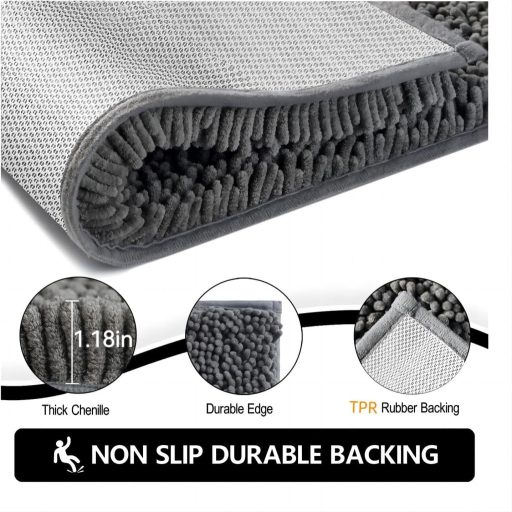 YOOTUKL Chenille Fürdőszobai Kilépő Szürke 50x80cm Csúszásmentes Mosható