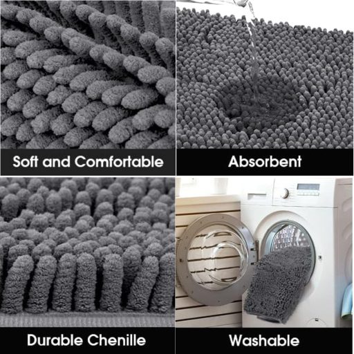YOOTUKL Chenille Fürdőszobai Kilépő Szürke 50x80cm Csúszásmentes Mosható