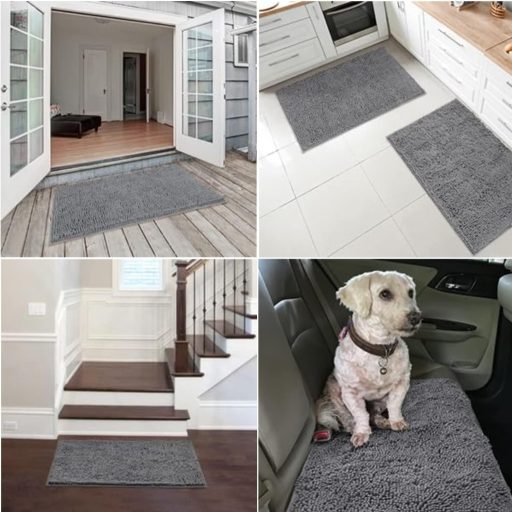 YOOTUKL Chenille Fürdőszobai Kilépő Szürke 50x80cm Csúszásmentes Mosható