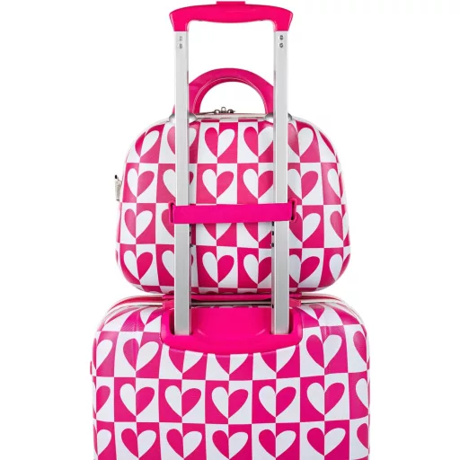 Valiză cosmetică rigidă Agatha Ruiz de la Prada - Cutie de machiaj Fucsia cu mâner telescopic, geantă de cosmetice ideală pentru călătorii, bagaj de mână