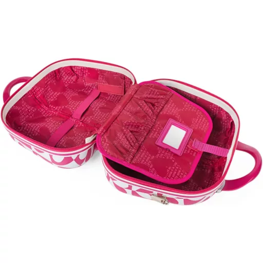 Valiză cosmetică rigidă Agatha Ruiz de la Prada - Cutie de machiaj Fucsia cu mâner telescopic, geantă de cosmetice ideală pentru călătorii, bagaj de mână