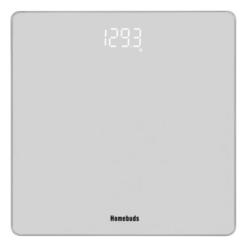 Homebuds Digitális Fürdőszobai Mérleg LED Kijelzővel - 182kg Teherbírás, Ezüst Dizájn, Automatikus Be/Ki, 0,05kg Pontosság, 3 AAA Elemmel