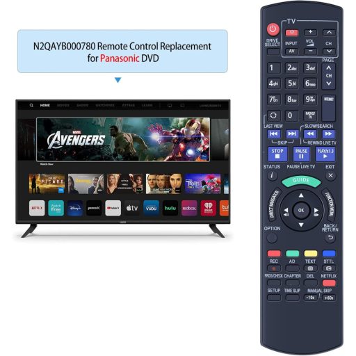 Telecomanda de substituție N2QAYB000780 compatibilă cu modelele Panasonic DVD HDD Recorder DMR-HWT230, DMR-HWT130, DMR-HW120EBK