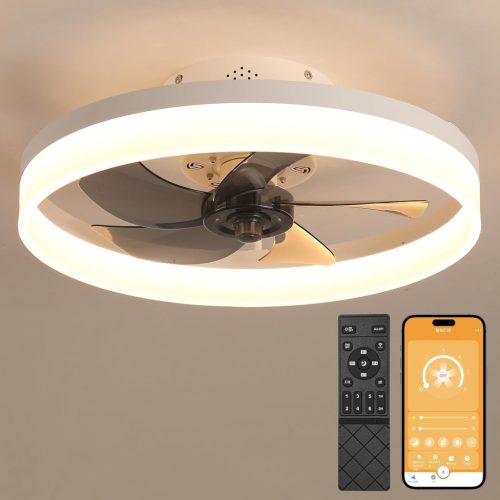 MOSSCO Mennyezeti Ventilátor LED Világítással - Távirányítós, Szabályozható Fényerő, 3 Színhőmérséklet, 6 Fokozat, Modern, Csendes, Fehér, 5