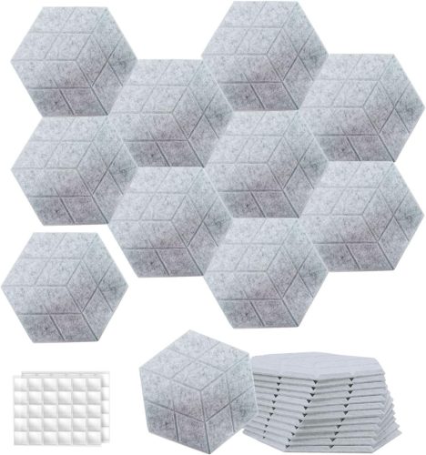 Hexagon alakú akusztikai panel szett, 12 db - Stúdió hangszigetelő hab