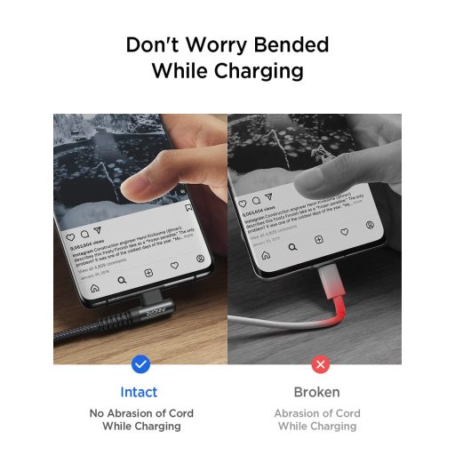 AINOPE USB-C kábel 60W 3m 2 darab fekete gyorstöltéshez