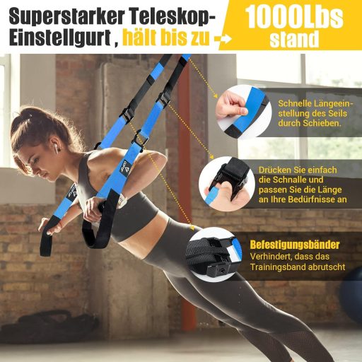 COFOF Sling Trainer teljes testedzéshez otthoni edzőgéphez karabinerrel és hordtáskával