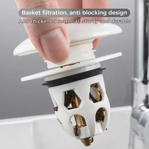 Tesyeux Keramički Set Čepova za Umivaonik - 2 komada Pritisnih Čepova s Ugrađenim Filterom, Univerzalna Veličina 34-40mm, Bijeli, za Sudoper, Kadu, Kon