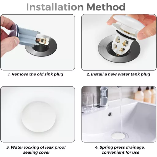 Tesyeux Keramická Zátka do Umývadla Sada - 2 ks Zatláčacie Zátky s Integrovaným Filtrom, Univerzálna Veľkosť 34-40mm, Biela, pre Umývadlo, Vaňu, Koniec