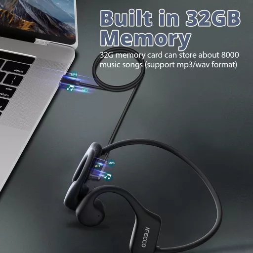 IFECCO Bone Sound Bluetooth 5.3 vízálló csontvezetéses fülhallgató 32GB MP3 sporthoz