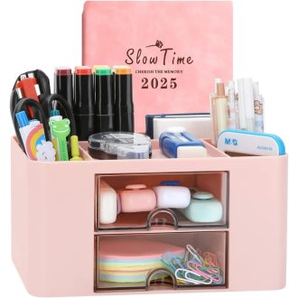   Wlevzzor stolni organizator sa 6 pretinaca i ladicom, rozi držač za uredski pribor