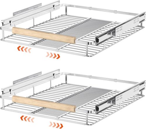 Organizator de bucătărie extensibil SANNO - Raft glisant cu dimensiune reglabilă, pentru chiuvetă - Sistem de depozitare din oțel inoxidabil pentru vase (2 buc)