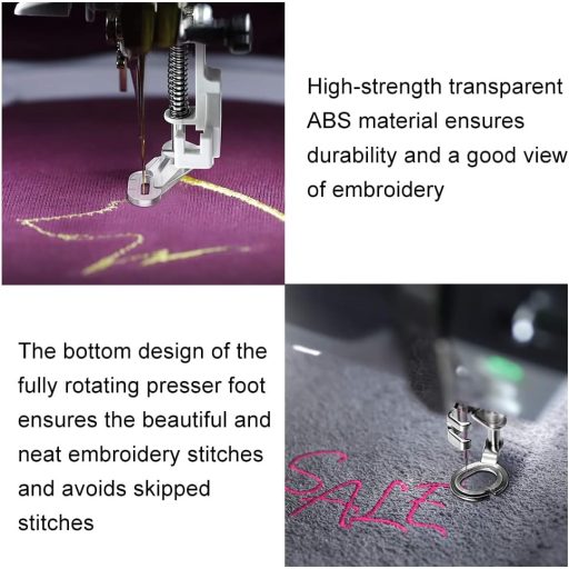 Cerioll Set stopica za šivaći stroj za slobodno kretanje, 4 komada, metalni, za prošivanje i vezenje