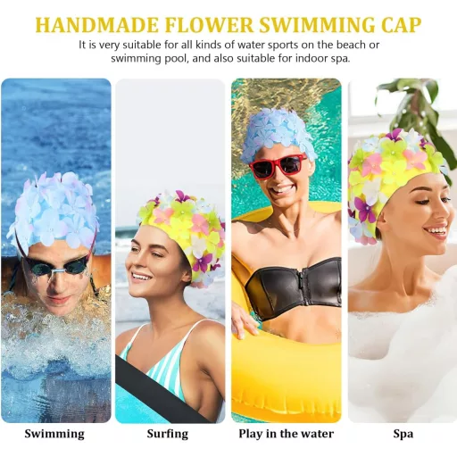 VANZACK Vintage Virág Úszósapka Nőknek, Retro Fürdőcsapka 2 Darab