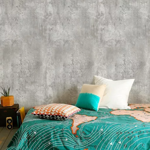 Folie autoadezivă pentru mobilă Fantasnight, aspect beton, 60x600cm, gri mat