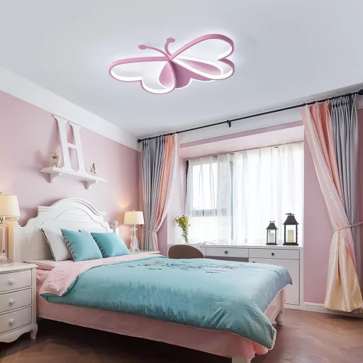GHiycotdl Pillangó Mennyezeti Lámpa - Modern Szabályozható LED Gyerekszoba Világítás 50 cm, Fehér, 3000K-6500K Színhőmérséklet, Hálószobába,