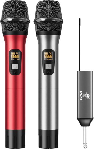 Set microfoane wireless TONOR TW630 - Sistem dinamic dublu UHF cu receiver reîncărcabil, karaoke, nuntă, evenimente, rază de acțiune 60m