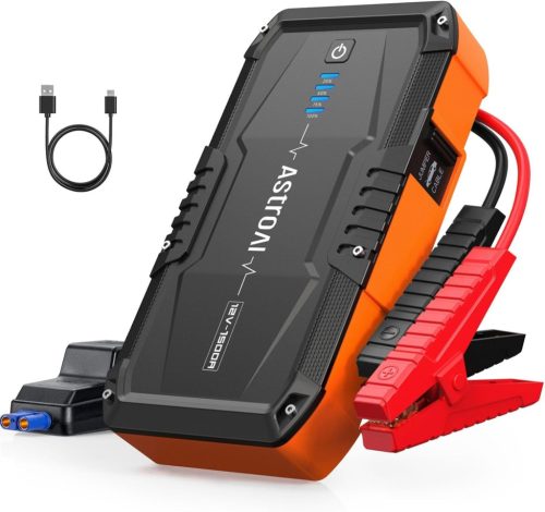 AstroAI S8 Hordozható Autós Bikázó 1500A, Powerbank Funkcióval, 12V Akkumulátor Indító 6.0L Benzines és 3.0L Dízel Motorokhoz