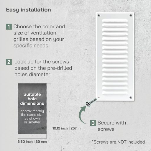 Vent Systems 125x295 mm fehér szellőzőrács rovarháló fürdőszoba konyha