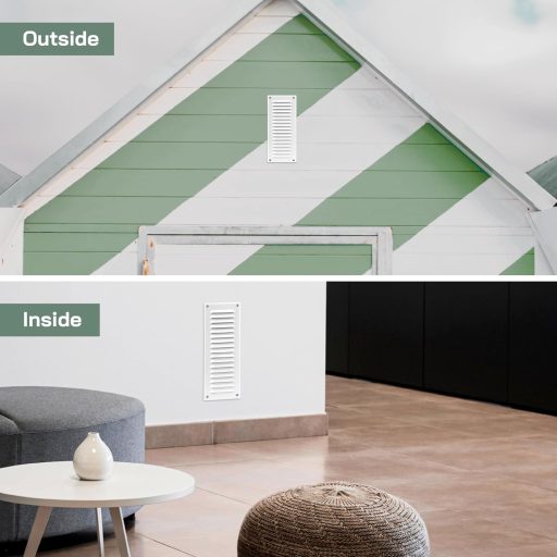 Vent Systems 125x295 mm fehér szellőzőrács rovarháló fürdőszoba konyha