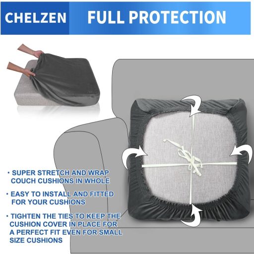 CHELZEN sivý elastický poťah na sedadlo pre 1-miestnu rohovú pohovku v tvare L