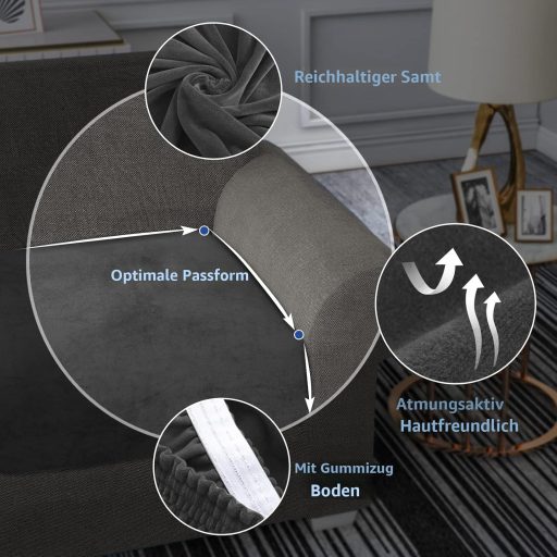 CHELZEN szürke rugalmas kanapé ülésprotektora 1 személyes L alakú sarokkanapéhoz