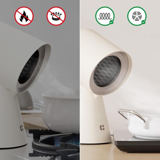 CIARRA CBPHW01 Mini Aspirator Portabil de Bucătărie - Alb, de Masă, cu 2 Viteze, Lumină LED, pentru Camping, Rulotă, Gri