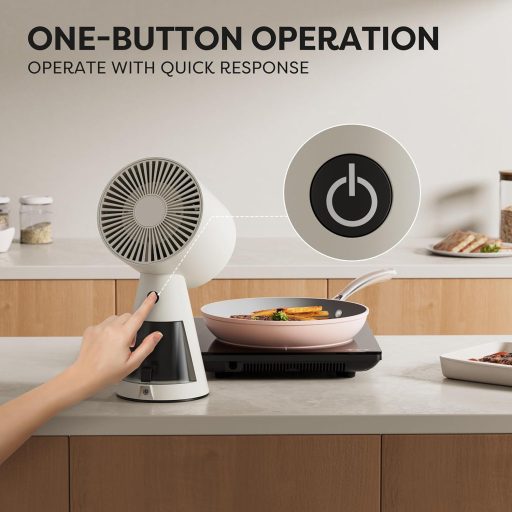 CIARRA CBPHW01 Prijenosna Mini Napa - Bijela Stolna Kuhinjska Napa s 2 Brzine, LED Rasvjetom, Za Kampiranje, Kamp Kućice, Roštilj