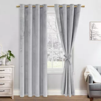   JIUZHEN Bársony Sötétítő Függöny 2db Ezüstszürke 140x225cm Hálószobához