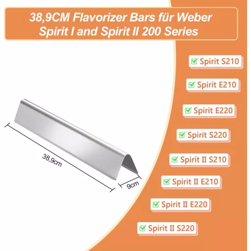 Bară de aromatizare din inox pentru Weber Spirit seria 200, grătar de 38,9 cm