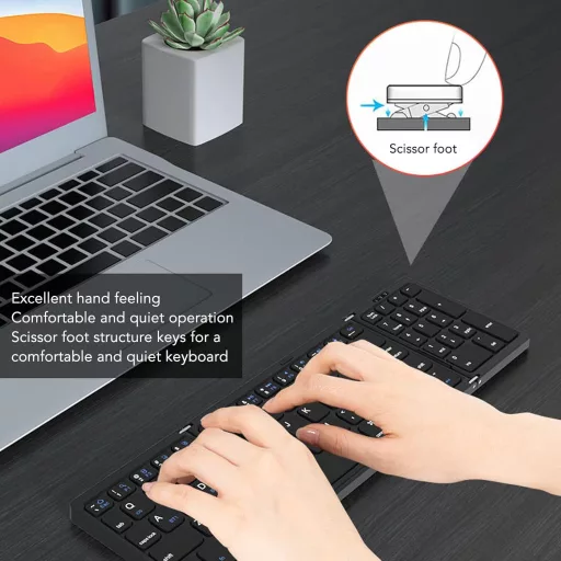 Tastatură Bluetooth pliabilă VBESTLIFE cu 81 de taste, wireless, portabilă, USB-C