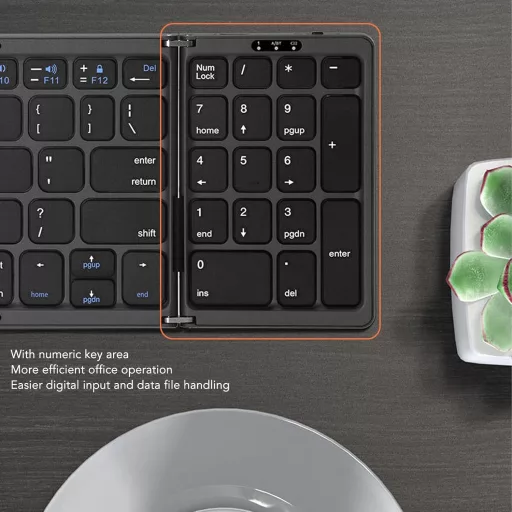 Tastatură Bluetooth pliabilă VBESTLIFE cu 81 de taste, wireless, portabilă, USB-C