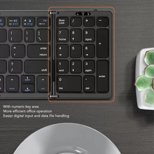 VBESTLIFE Összecsukható Bluetooth Billentyűzet 81 Gomb Vezeték Nélküli Hordozható USB-C