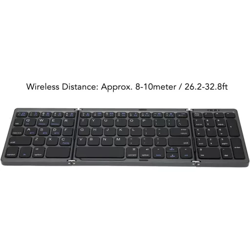 VBESTLIFE Összecsukható Bluetooth Billentyűzet 81 Gomb Vezeték Nélküli Hordozható USB-C