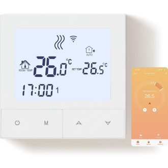   Beok TDS72WIFI-WPB Termostat inteligent WiFi pentru încălzire prin pardoseală - Pentru încălzire prin pardoseală cu apă și centrală pe gaz, programabil, compatibil Alexa/Google, Alb