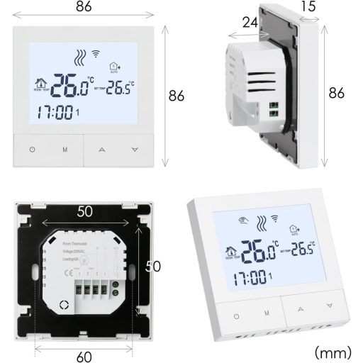 Beok TDS72WIFI-WPB Termostat inteligent WiFi pentru încălzire prin pardoseală - Pentru încălzire prin pardoseală cu apă și centrală pe gaz, programabil, compatibil Alexa/Google, Alb