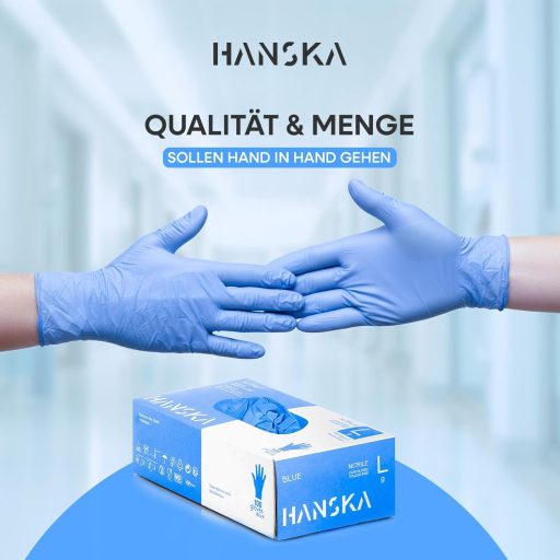 Mănuși din nitril HANSKA albastre, nepudrate, 100 bucăți, mărimea L, uz medical și alimentar