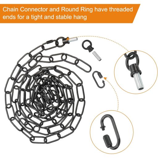 PATIKIL 10 láb függőlánc csillár lámpa 30 kg terhelhetőség függesztékhez fekete