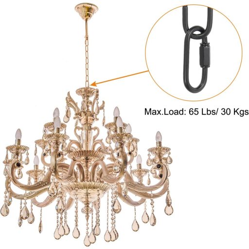 PATIKIL Lanț de suspensie pentru candelabru/lampă, 3 m, sarcină maximă 30 kg, negru