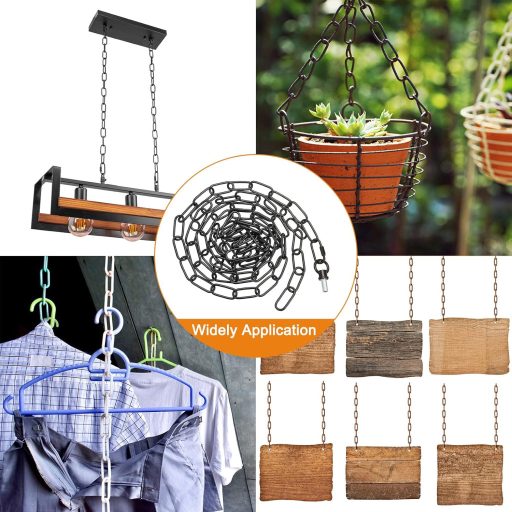 PATIKIL 10 láb függőlánc csillár lámpa 30 kg terhelhetőség függesztékhez fekete