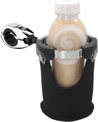 Suport de pahar Bewinner pentru motocicletă - suport universal rotativ 360°, pentru ghidon de 7/8"-1/4", compatibil Harley Davidson, ATV, bicicletă, cărucior pentru copii