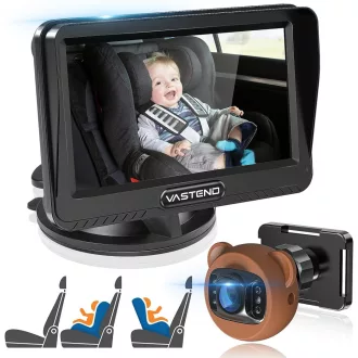   VASTEND 1080P autós bébikamera 4,5" kijelzővel, éjszakai látással és 150° széles szöggel