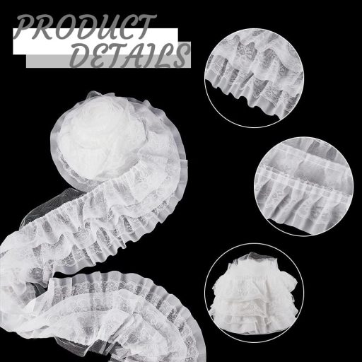 BENECREAT Troslojna volan čipkana traka - 2,5 metra duga, 130 mm široka bijela šifon rubna traka za vjenčane dekoracije, šivanje odjeće i kreativne projekte