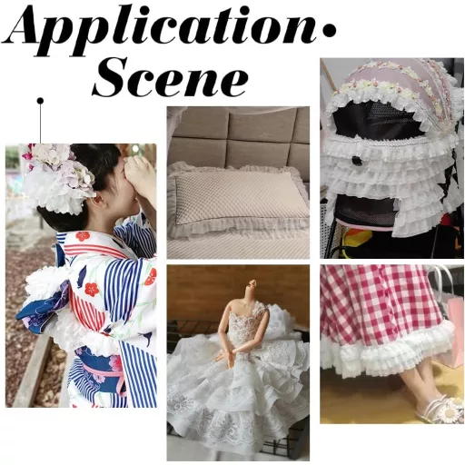 BENECREAT 3 Rétegű Fodros Csipkeszalag - 2,5 méter hosszú, 130 mm széles fehér sifon szegély esküvői dekorációhoz, ruhavarráshoz és kreatív