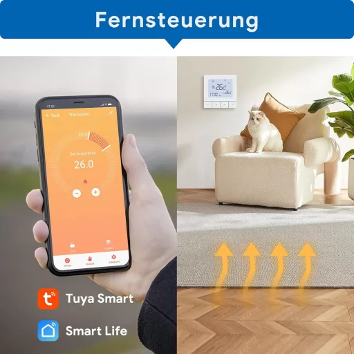 BEOK CONTROLS WiFi Inteligentný Termostat pre Podlahové Kúrenie Programovateľný Digitálny Izbový Termostat 230V Kompatibilný s Alexa Biely