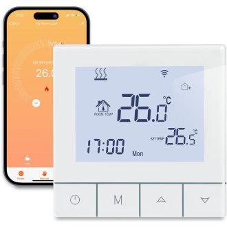   BEOK CONTROLS WiFi Inteligentný Termostat pre Podlahové Kúrenie Programovateľný Digitálny Izbový Termostat 230V Kompatibilný s Alexa Biely