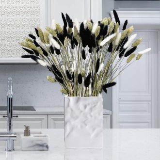   120 db Természetes Szárított Pampafű Dekoráció - Fekete Fehér